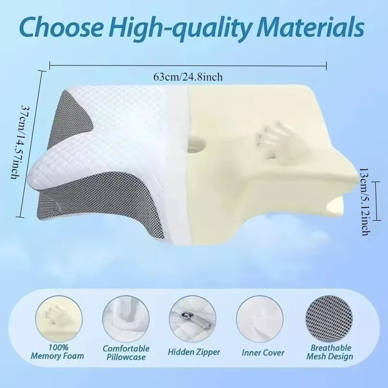 Sleep Memory Pillow Butterfly Memory Foam Neck Pillows Contoured Sleep for Neck Pain Relief Stomach Support Comfortable Pillow