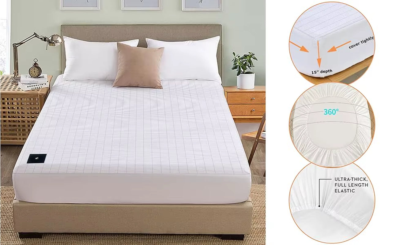 Earthing Fitted Sheet Organic Cotton with Conductive Silver Fiber Grounding Bed Sheet Fitted Sheet for Nature Wellness