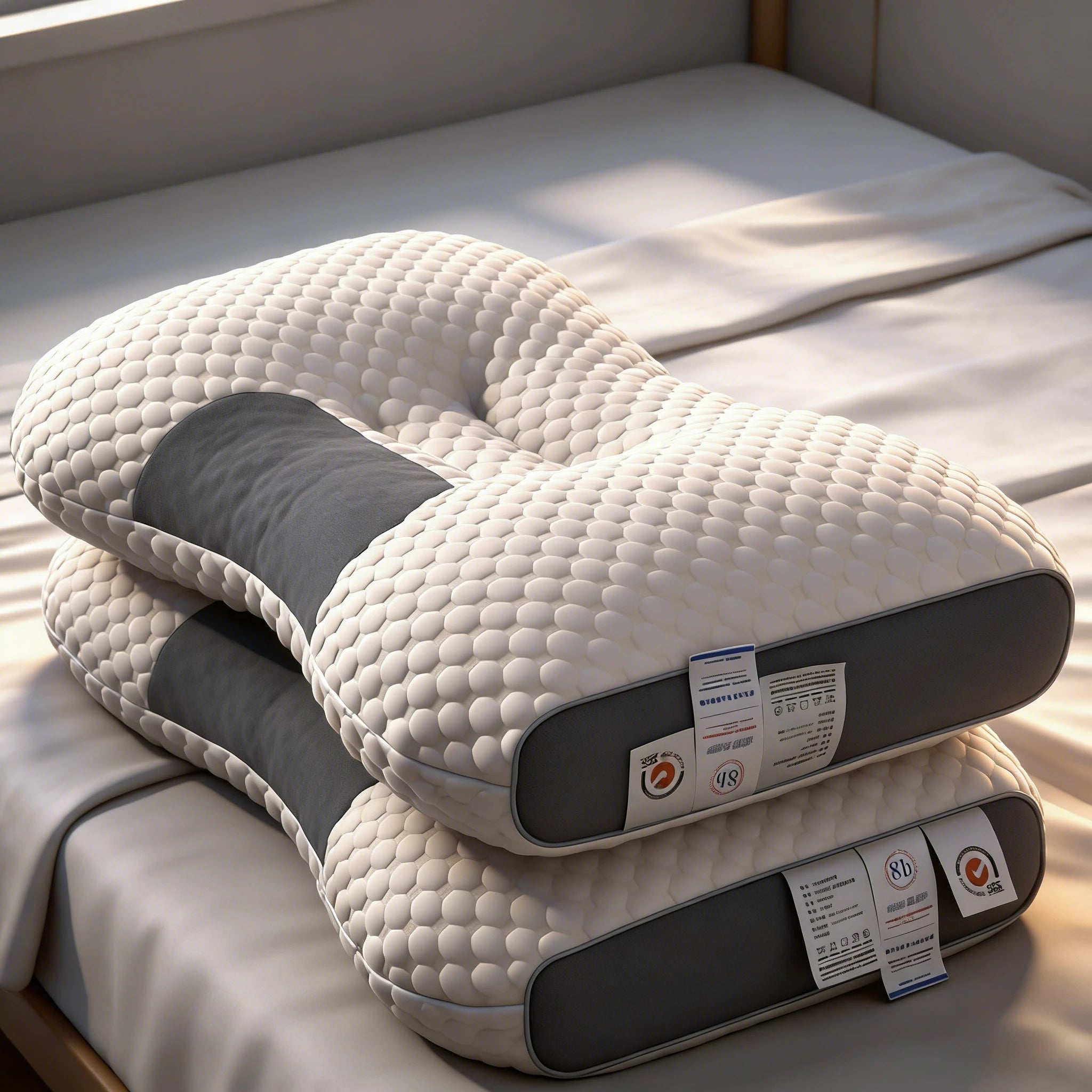 3D Knitted SPA Massage Bean Pillow Water Cube Cervical Support Hotel Quality Pillow Core Non-Collapsible for Neck Pain Relief